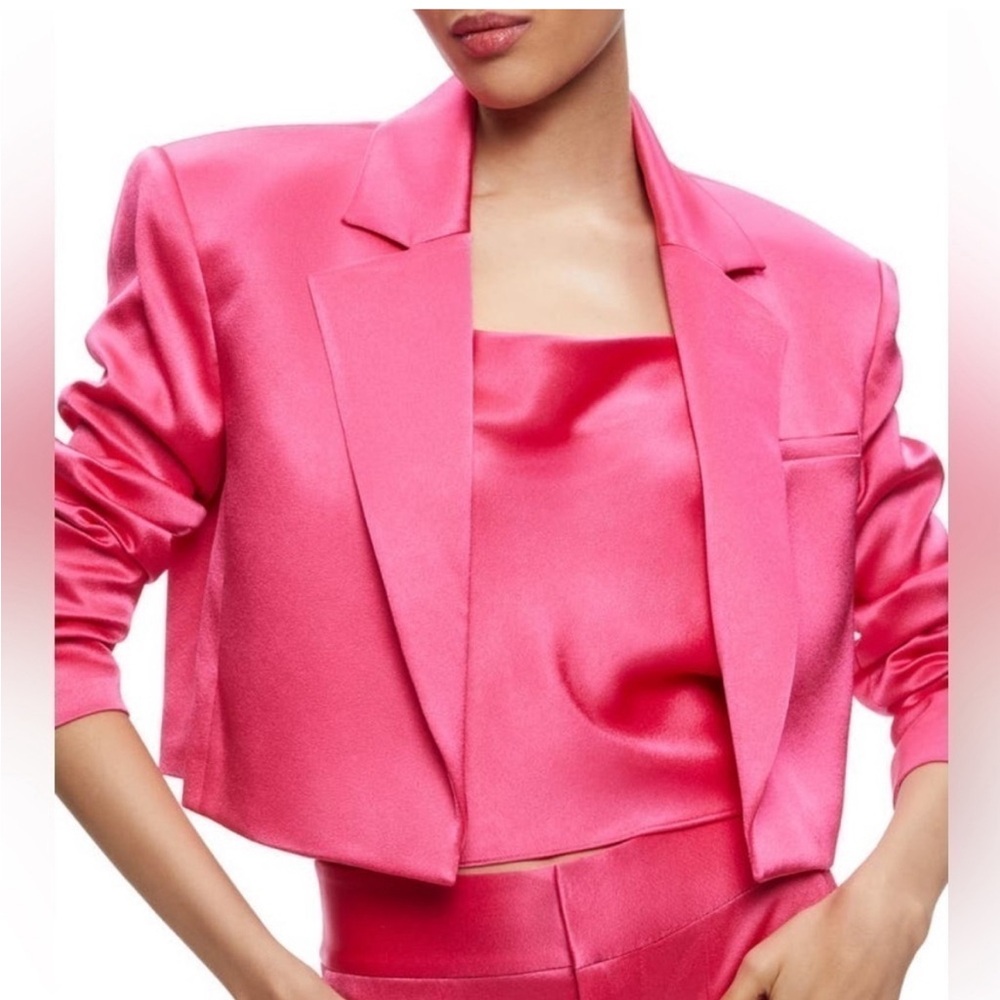 Alice + Olivia Crop Satin Blazer in Candy Size 14 NWT